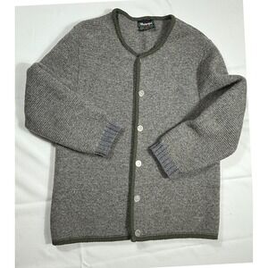 Astrifa Cardigan Sweater Women's Wool‎ Knit Gray Olive Gr Button Front sz 48=16